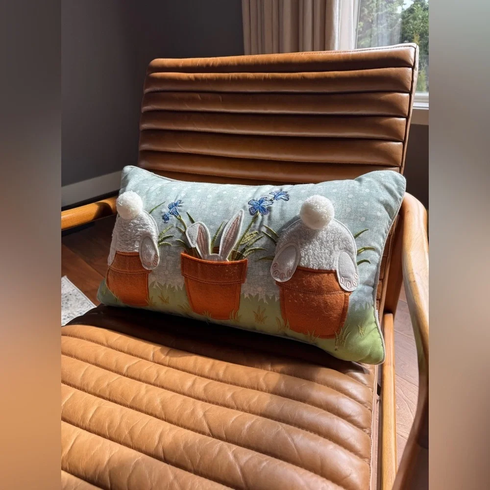 Isaac Mizrahi Easter Bunny Lumbar Pillow Pottery Barn Style Spring Decor